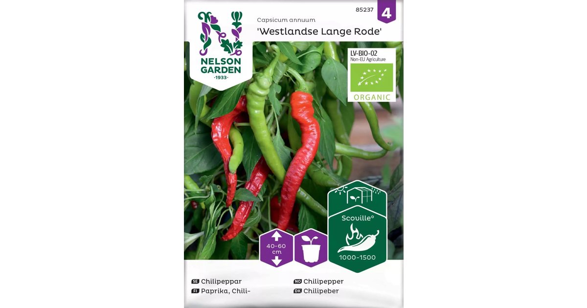 Chilipeppar Westlandse Lange Rode