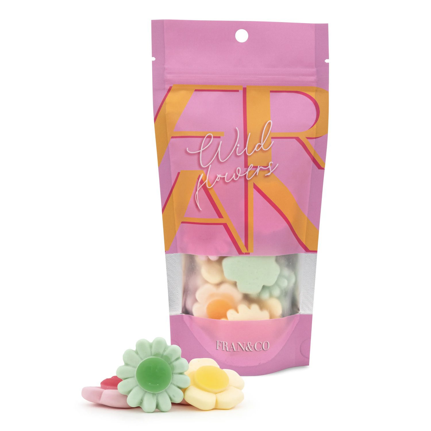 Wild flowers - Mjukt gelégodis med fruktsmak Gul/Rosa 105 g